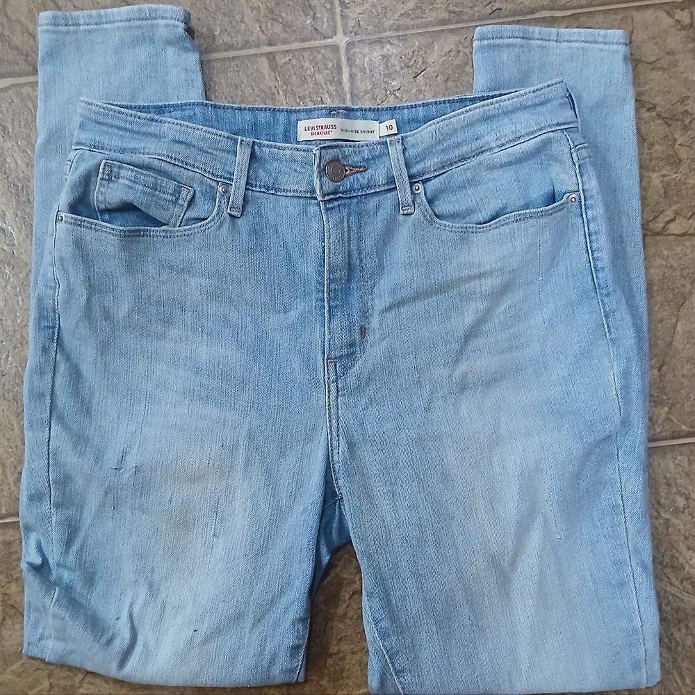 Levi's Signature High Rise Skinny Light Blue Denim Jeans Stretch Summer Casual